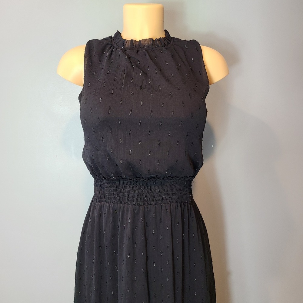 Draper James RSVP Black Tiered Sparkle Maxi Dress Sz Large Flowy Smocked Comfy - Picture 2 of 9